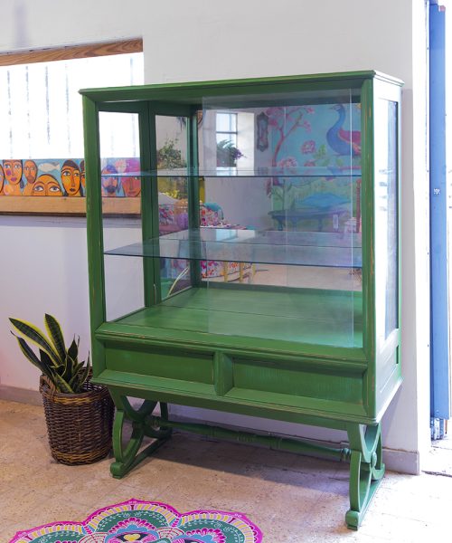 ארון ויטרינה ירוק