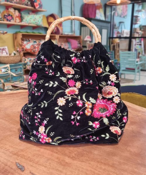 תיק בד קטיפה שחורה